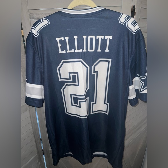 🏈 NFL Nike Dri-Fit Ezekiel Elliott #22 Dallas Cowboys Blue and White Men’s Sz L - Picture 2 of 4